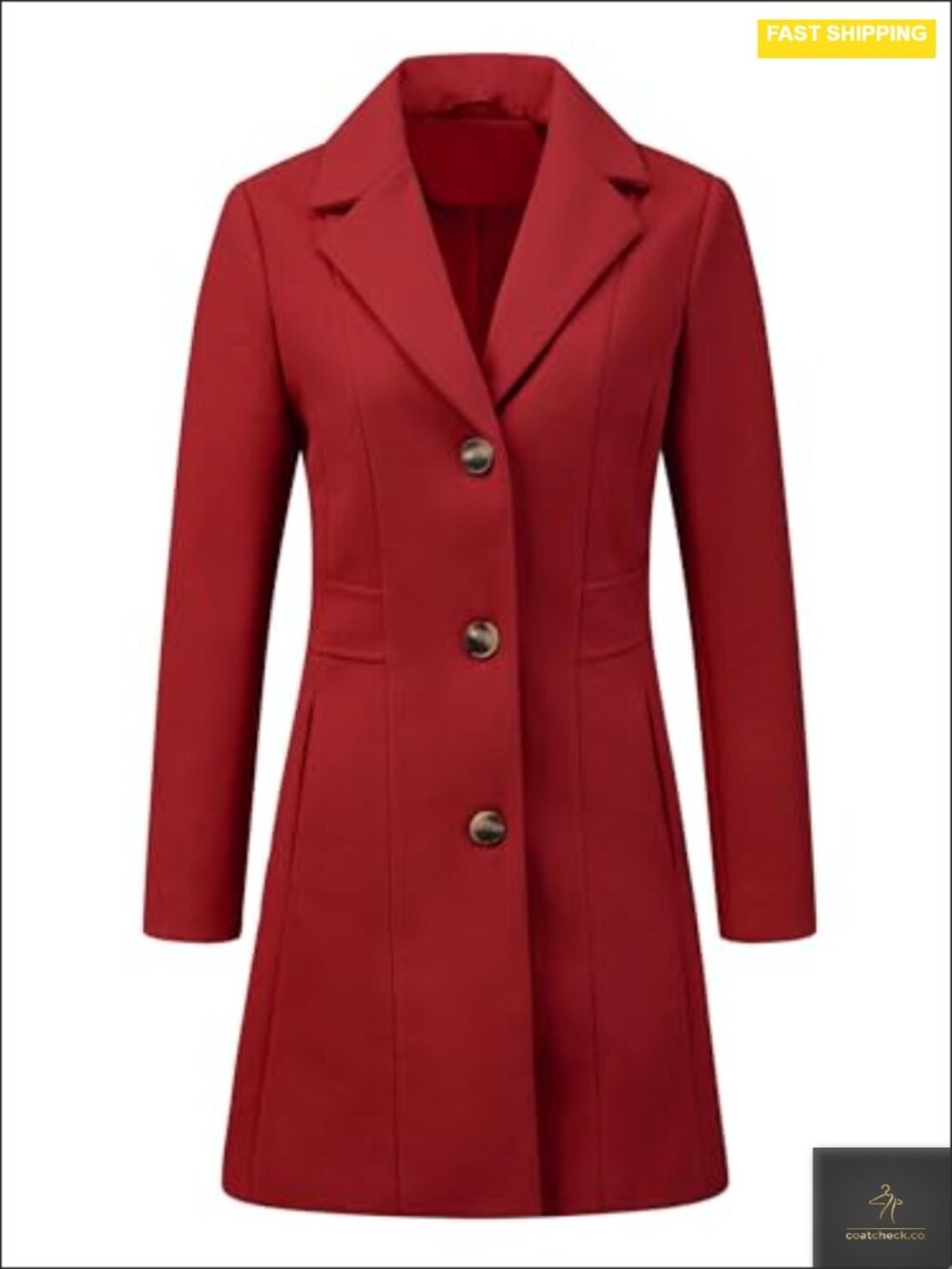 Allegra K Women's Winter Pea Coat Single Breasted Long Overcoat Fully Lined